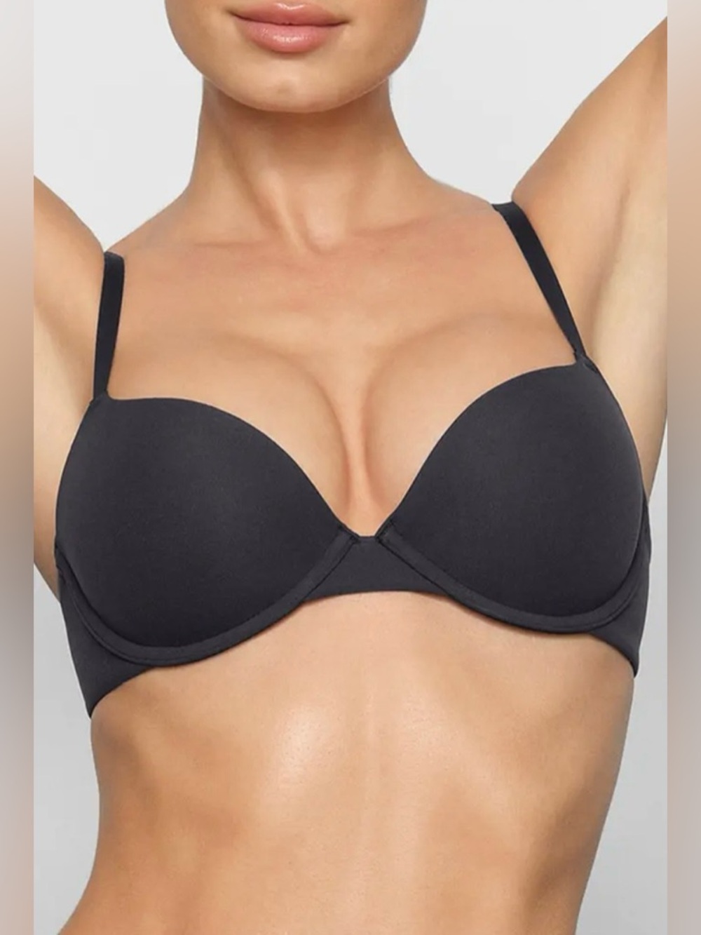 Skims NWT Fits Everybody Push Up Demi Bra Onyx Black Size 32A